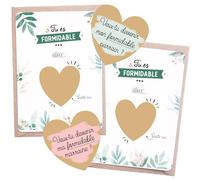 Manahia - Lot de 2 Cartes à gratter Marraine et Parrain - Coeur doré | Demande pour Futur Baptême et Kit Annonce Grossesse ou Naissance Bébé | 2 Enveloppes kraft