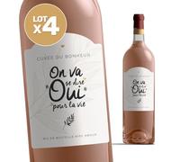 Manahia Lot de 4 Étiquettes Bouteille Annonce Mariage - On va se dire OUI - Autocollants pour Vin, Champagne & Bière - Kit Fiançailles Famille & Amis - Imprimé en France