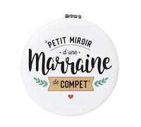 Manahia - Miroir de Poche d'une Marraine de Compet' - Livré avec Pochon Coton - Idée Cadeau Demande Marraine, Baptême et Noël - Double Face Simple et Grossissant