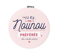 Manahia - Miroir de Poche Marraine Parfaite - Livré avec Pochon Coton - Idée Cadeau Meilleure Amie, Filleule, Annonce Bébé et Demande pour Baptême - Double Face Simple et Grossissant