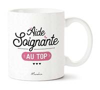 Manahia Mug Cadeau Aide Soignante - Aide Soignante au Top - Avec Boite Kraft - 330 mL, Céramique - Imprimé en France - Tasse Merci - Remercier les Soignants - Cadeau Hôpital