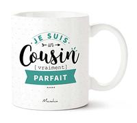 Manahia Mug Cadeau Cousin - Je suis un Cousin vraiment Parfait - Avec Boite Kraft - Imprimé en France - 330 mL Céramique - Cadeau Futur Cousin - Noël, Anniversaire Cousin - Cousinade