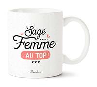 Manahia Mug Cadeau Sage Femme - Sage Femme au Top - Avec Boite Kraft - 330 mL, Céramique - Imprimé en France - Tasse Merci - Remercier les Soignants - Cadeau Hôpital - Accouchement