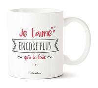 Manahia - Mug Je t'aime Folie - Cadeau Amour ou Amitié - Saint-Valentin