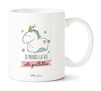 Manahia - Mug Licorne - Je prends la vie côté paillettes - Cadeau amie