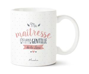 Manahia - Mug Maîtresse - Ma maîtresse c'est la plus gentille de la Terre - Avec Boite Cadeau Kraft - Imprimé en France - Mug Ecole Institutrice - Tasse Merci pour cette Année - Fin Année Scolaire