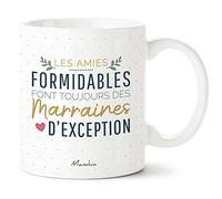 Manahia - Mug Marraine d'Exception - Demande Marraine & Baptême - Surprise | Amies formidables = Marraines d'exception - Tasse demande, annonce grossesse - Noël - Boîte cadeau kraft - Imprimée en France