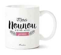 Manahia Mug Nounou - "Merci nounou d'être aussi gentille" - Tasse Cadeau Remerciement Fin de Contrat & Noël - Céramique 330ml avec Boîte Kraft - Imprimé en France