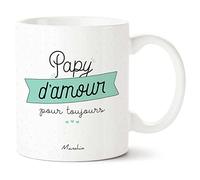Manahia - Mug Papy d'Amour - Cadeau Fête des Grands-Pères Original | Tasse message papi - Idée annonce grossesse, anniversaire, Noël - Boîte cadeau kraft - Imprimée en France