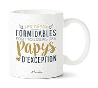 Manahia - Mug Papy d'Exception - Annonce Grossesse Futur Grand-Père | Papas formidables= Papys d'exception - Tasse surprise naissance - Bonne fête - Boîte cadeau kraft - Imprimée en France
