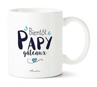 Manahia Mug Papy Tasse Personnalisée - Bientôt Papy gâteaux - Avec Boite Kraft - Imprimé en France - 330 mL Céramique - Futur Grand Père - Cadeau Noël, Anniversaire Papy - Fête des Grands Pères - Papi