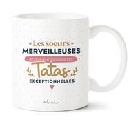 Manahia - Mug Tata - Imprimée en France - Annonce Grossesse | Les Sœurs Merveilleuses deviennent des Tatas Exceptionnelles | Future tante | Boîte Cadeau Kraft | Anniversaire et Noël