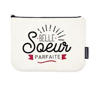 Manahia Pochette Coton Belle Soeur - Belle Soeur Parfaite - Cadeau Belle Soeur - 100% Coton - Annonce Naissance - Cadeau Noël, Anniversaire - Trousse Femme