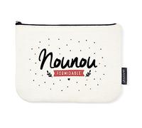 Manahia Pochette Nounou - Nounou Formidable - Cadeau Nounou - Sac Nounou - 100% Coton - Cadeau Fin d'Année Scolaire - Merci Nounou - Cadeau Noël Nounou - Trousse Nounou