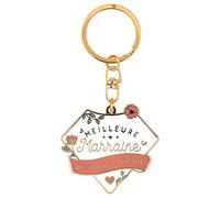 Manahia - Porte Clé Meilleure Marraine - Cadeau Souvenir Baptême - Porte Clef Femme Or Doré Émaillé - Demande Future Marraine - Annonce Surprise Grossesse - Joli support en kraft