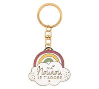 Manahia - Porte Clé Nounou Adorée - Idée Cadeau Fin d'Année Scolaire & Noël - Porte Clef Femme Or Doré Émaillé - Dire Merci Assistante Maternelle, Auxilière, Babysitter, Crèche, École