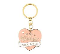 Manahia - Porte Clé Nounou Formidable - Idée Cadeau Fin d'Année Scolaire & Noël - Porte Clef Femme Or Doré Émaillé - Dire Merci Assistante Maternelle, Auxilière, Babysitter, Crèche, École