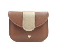 Manahia - Porte-Monnaie Camel Cœur Doré - Cadeau Original pour Femme | Petit portefeuille simili cuir vegan & compact | Cœur doré | Meilleure amie, Secret Santa, Anniversaire, Noël, Saint Valentin