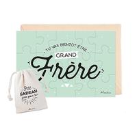 Manahia Puzzle - Annonce Grossesse - Bientôt Grand Frère - 15 pièces avec enveloppe Kraft - Futur Frère et Sœur