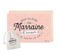 Manahia Puzzle Marraine - Demande Marraine - Veux-tu être ma Marraine ? - 15 pièces avec Pochon Coton - Naissance - Future Marraine - Annonce Marraine - Surprise Marraine - Baptême