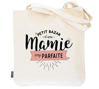 Manahia - Sac Cabas Mamie - Petit bazar d'une Mamie very Parfaite - 100% Coton Épais de Qualité Premium - Totebag Pratique pour les Courses - Cadeau Fête des Grands-Mères, Anniversaire, Noël