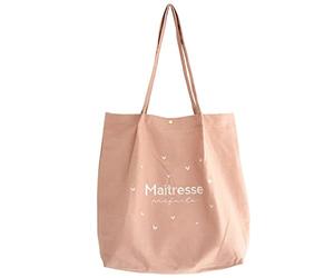 Manahia Tote Bag Brodé Maîtresse - Maîtresse Parfaite - Cadeau Maitresse - Sac Maitresse - Sac Cabas Brodé 100% Coton avec Poche - Cadeau Fin d'Année Scolaire - Merci Maîtresse - Cadeau Noël Maitresse