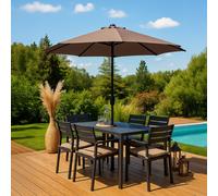 Parasol droit rond led diamètre 2,92 m chocolat MANAROLA