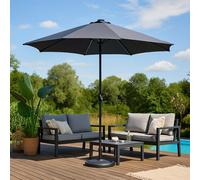 Manarola - Parasol Droit Rond Led 2,92 X 2,92 M Gris Gris