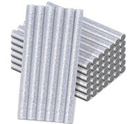 Manarty Lot de 48 bâtons de colle chaude à paillettes argentées de 0,7 cm de diamètre x 10,2 cm de long, bâtons de colle thermofusible colorés, gris étincelant, bâtons de colle EVA standard pour sceau, tampon, bricolage, décoration