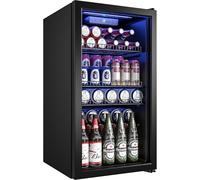 Manastin Réfrigérateur de boissons pour réfrigérateur, 130 canettes, mini réfrigérateur non encastré avec porte en verre, étagères réglables et affichage numérique de la température pour les boissons