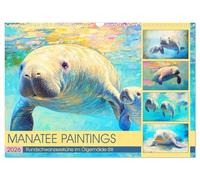 Manatee Paintings. Rundschwanzseekühe im Ölgemälde-Stil (Wandkalender 2026 DIN A3 quer), CALVENDO Monatskalender: Die sanften Riesen des Meeres in schönen Ölbildern