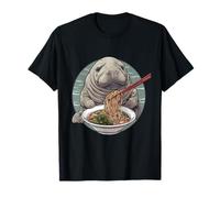 Manatee Ramen Lamantin Bol Ramen Illustration Nouilles Japonaises T-Shirt