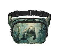 Manatee Sac banane avec extension pour homme et femme avec poches zippées Motif animaux, noir, One Size