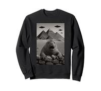 Manatee Selfie at Pyramids Funny Vintage UFO Encounter Humor Sweatshirt