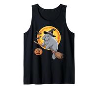 Manatee Witch Broom Ride with Pumpkin Moon Sea Animal Débardeur