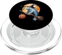 Manatee Witch Broom Ride with Pumpkin Moon Sea Animal PopSockets PopGrip pour MagSafe