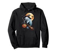 Manatee Witch Broom Ride with Pumpkin Moon Sea Animal Sweat à Capuche