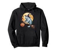 Manatee Witch Broom Ride with Pumpkin Moon Sea Animal Sweat à Capuche