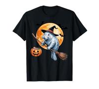 Manatee Witch Broom Ride with Pumpkin Moon Sea Animal T-Shirt