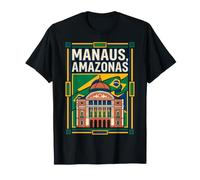 Manaus Drapeau du Brésil Amazon Theatre Landmark Art rétro T-Shirt