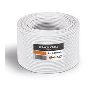MANAX® Câble d'enceinte 2 x 1,5 mm² Blanc 20 m