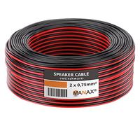 MANAX SC2075 Câble d'enceinte 2x0.75 mm² CCA (Câble d'enceinte/Câble Audio), 2x0,75mm², 10,0m, Rouge/Noir