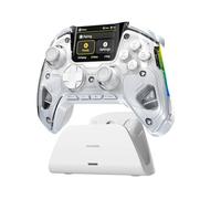 ManbaOne ManbaOne Manette de jeu sans fil avec écran interactif pour Switch/Windows PC/iOS/Android, bâton effet Hall et déclencheur avec station de charge (blanc)