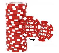 MANBATTLE Lot de 50 jetons de poker en argile personnalisés, imprimés en couleur avec votre logo, image ou texte, jetons de poker en argile de 40 mm, poids de 11,5 g pour jetons de bar, club de cartes