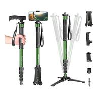 Manbily Monopode pour Appareils Photo 180cm avec Pied, Support de Poignée de Canne de Marche en Aluminium Léger avec Base Trépied de Voyage, 5 Sections Max 10KG, pour Caméra DSLR Caméscope Reflex