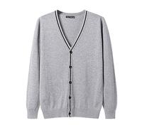MANBOZIXi Cardigan pour Hommes avec Boutons, Gilet en Tricot Léger pour Homme Manches Longues col V, Gris XL