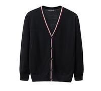 MANBOZIXi Cardigan pour Hommes avec Boutons, Gilet en Tricot Léger pour Homme Manches Longues col V, Noir 3XL