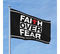 ManCave Accessoires et Décoration Faith Over Fear Bible Verse Drapeau Amusant pour Dortoir Collège Dortoir Drapeau pour Dortoir Drôle (152 x 244 cm)