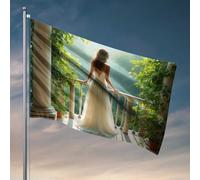 Mancave Accessories Drapeau de la beauté sereine dans le jardin pour homme - Décoration de chambre amusante (152 x 244 cm)