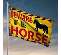 Mancave Accessories Drapeau « Men Caution : Horse In The Area » - Poster cool - Décoration de chambre amusante (60 x 90 cm)